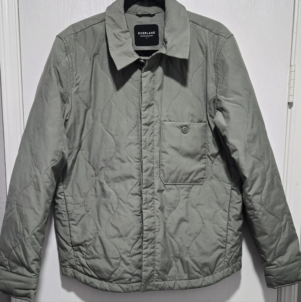 Everlane Men Renew Quilted Agave Green Liner Shacket Size Small